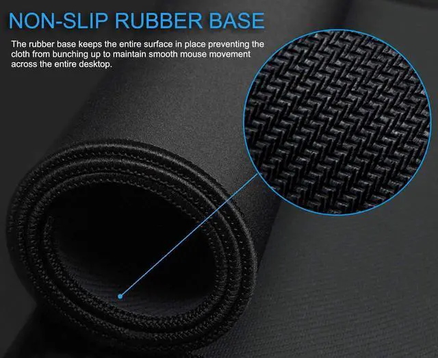 Alt view image 5 of 7 - Large Gaming Mouse Pad with Non-Slip Rubber Base, Waterproof Extra Large Desk Mousepad with Stitched Edges, XXL Computer Long Keyboard Mouse Mat for Gamer, Office & Home, 31.5" x 15.7", Black