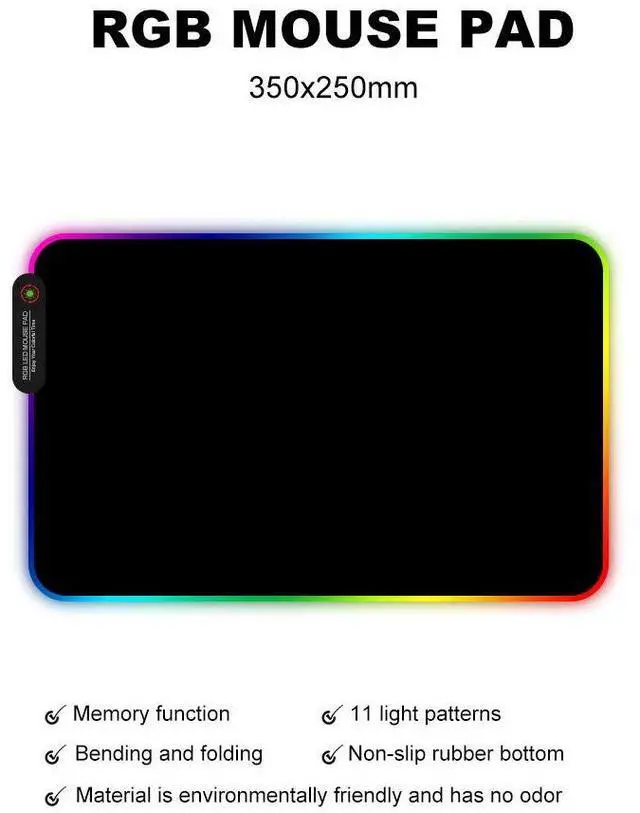 Alt view image 2 of 7 - RGB Gaming Mouse Pad with 11 RGB Light up Modes,LED Gaming Pad,Non-Slip Rubber Based Computer Mice mat Medium Size(13.7 x 10.3)