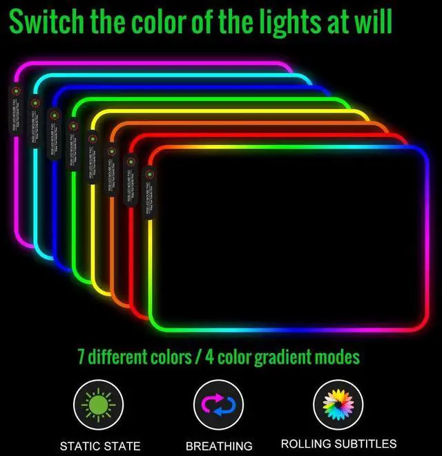 Alt view image 4 of 7 - RGB Gaming Mouse Pad with 11 RGB Light up Modes,LED Gaming Pad,Non-Slip Rubber Based Computer Mice mat Medium Size(13.7 x 10.3)