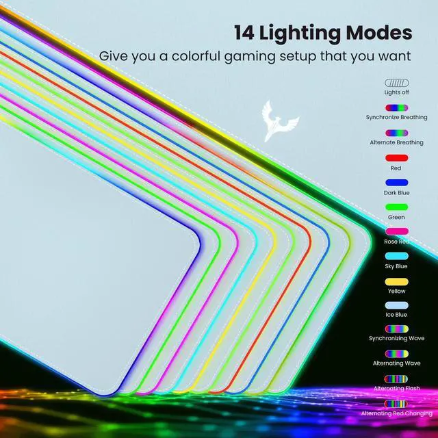 Alt view image 2 of 6 - BladeHawks Extra Large RGB Gaming Mouse Pad-14 Light Modes, Extended Soft LED Mouse Pad, Anti-Slip Rubber Base, Computer Keyboard Mousepad Mat (31.5 x 12 Inch)