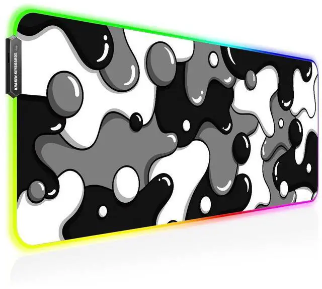 Main image of KRAKEN KEYBOARDS DRIP XL Black & White Gaming RGB Mouse Pad - Professional Artisan Mouse Pad - Black & White Gaming RGB Desk Mat - 31" x 12" Thick Extended XXL Gaming Mouse Pad (Stealth)