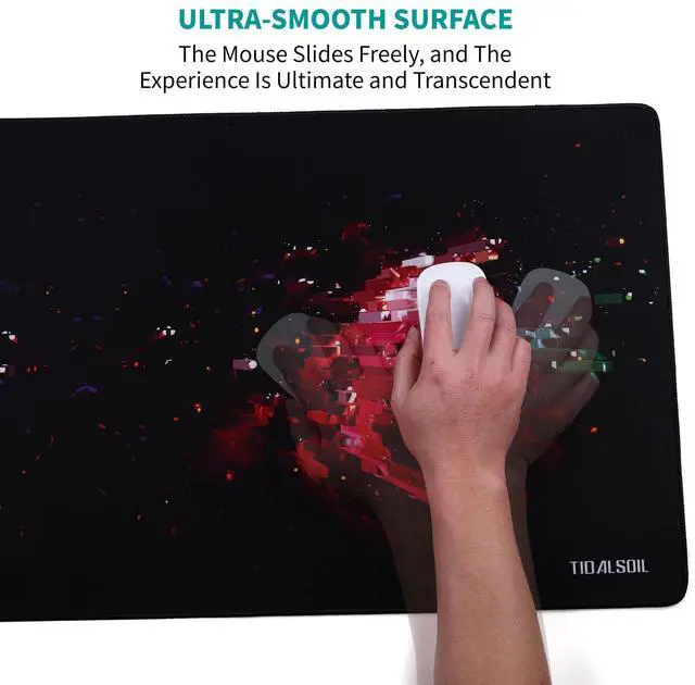 Alt view image 3 of 7 - TIDALSOIL Large Gaming Mouse Pad 35.4 x 15.7 Inch  Oversized Extended Desk Pad with Non-Slip Base, Stitched Edges Mousepad, Smooth Surface for Keyboard, Mouse, Office, Gaming and Work