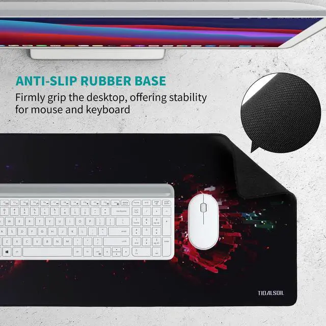 Alt view image 5 of 7 - TIDALSOIL Large Gaming Mouse Pad 35.4 x 15.7 Inch  Oversized Extended Desk Pad with Non-Slip Base, Stitched Edges Mousepad, Smooth Surface for Keyboard, Mouse, Office, Gaming and Work