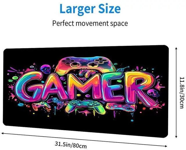 Alt view image 5 of 7 - Jhdstore Blacklight Mouse Pad Gaming Desk Mat, XXL Extended Gaming Mousepad, Large Mouse Pad for Desk Rubber Base Mousepad with Stitched Edges, Keyboard Mouse Mat for Work Game Office Home