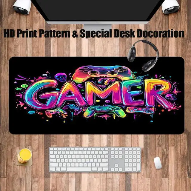 Alt view image 6 of 7 - Jhdstore Blacklight Mouse Pad Gaming Desk Mat, XXL Extended Gaming Mousepad, Large Mouse Pad for Desk Rubber Base Mousepad with Stitched Edges, Keyboard Mouse Mat for Work Game Office Home