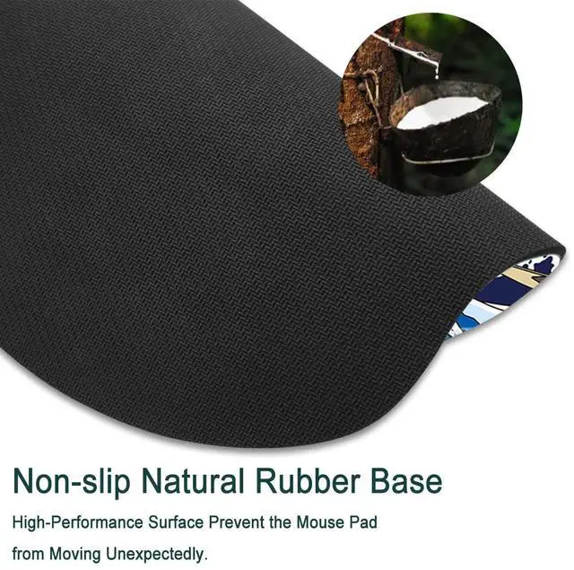 Alt view image 4 of 6 - Pemlari Large Extended Gaming Mouse Pad (35.4x15.7 inch, 3 mm Thick) with Non-Slip Rubber Base, XXL Mouse Keyboard Water-Resistant Desk Mat, for Gaming Office Home Computer Laptop, Black Wave
