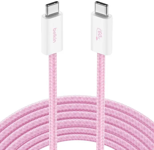 Main image of USB C to USB C Cable, 9.9ft, 60W - Type C Charger, iPhone Charger Cord, Soft, Braided, Flexible for iPhone 17, Galaxy S25, Pixel 10, Airpods, iPad Pro, Table & More, Travel Essentials - Pink