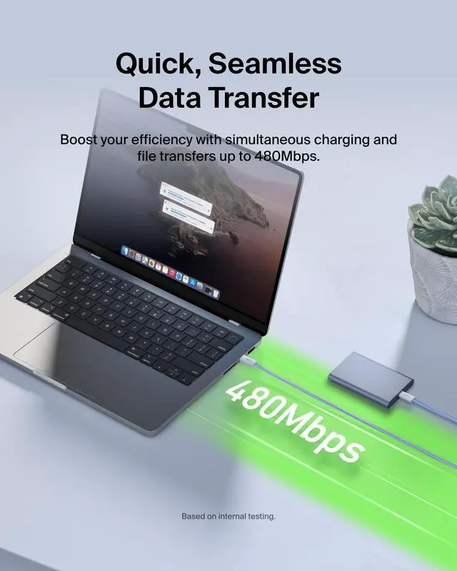 Alt view image 6 of 7 - Belkin USB C to USB C Cable, 9.9ft, 60W - Type C Charger, iPhone Charger Cord, Soft, Braided, Flexible for iPhone 17, Galaxy S25, Pixel 10, Airpods, iPad Pro, Tablet & More, Travel Essentials - Blue