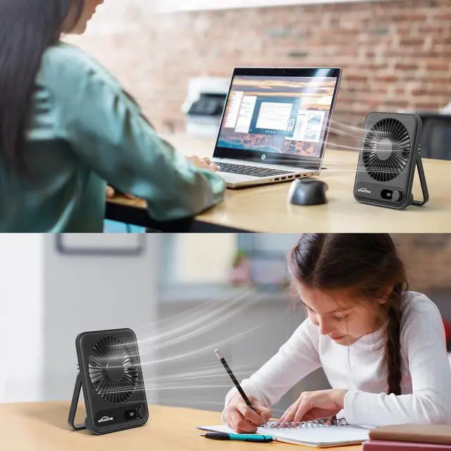 Alt view image 2 of 7 - WHATOOK Small Desk Fan Personal Fans: 2000mah 10 Hours Battery Office Quiet Mini Desktop Fan Portable Rechargeable Travel Essentials