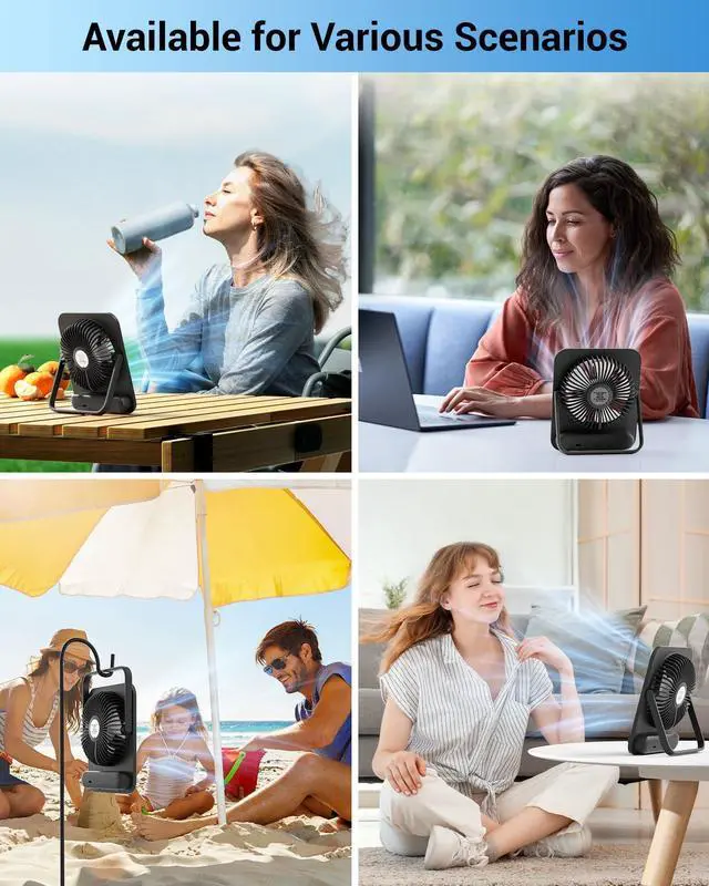 Alt view image 7 of 7 - WHATOOK Small Desk Fan Personal Fans: 2000mah 10 Hours Battery Office Quiet Mini Desktop Fan Portable Rechargeable Travel Essentials