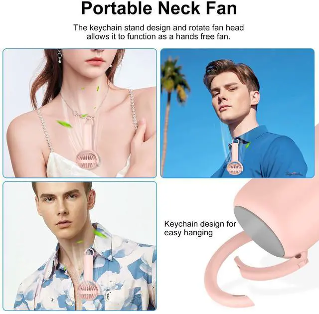 Alt view image 5 of 7 - Ohjoin 2 IN 1 Portable Mini Handheld Fan with Keychain Stand, Personal Powerful Cooling Fan, Small Battery Operated Table Fan, Quiet Hand Fan, USB Rechargeable, Birthday Gifts for Women Mom (Pink)