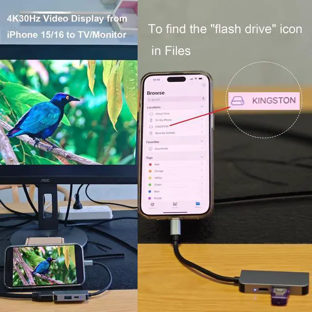 Alt view image 5 of 7 - QCEs USB C Hub for Nintendo Switch Dock, Docking Station USB C to HDMI Portable Dock TV Adapter with PD Charging and USB 3.0 Compatible with Nintendo Switch/OLED, Steam Deck, iPhone 16/15