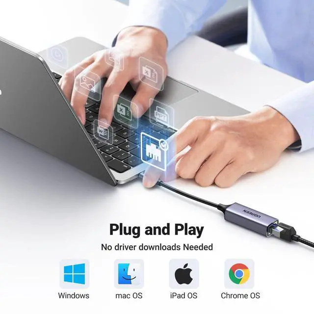 Alt view image 5 of 7 - UGREEN USB C to Ethernet Adapter, Plug and Play Ethernet Adapter, 1Gbps Gigabit RJ45 to Type-C (Thunderbolt 4/3 Compatible) Network Dongle, Compatible for MacBook Pro/Air, iPhone 16 Pro/Max, iPad, XPS