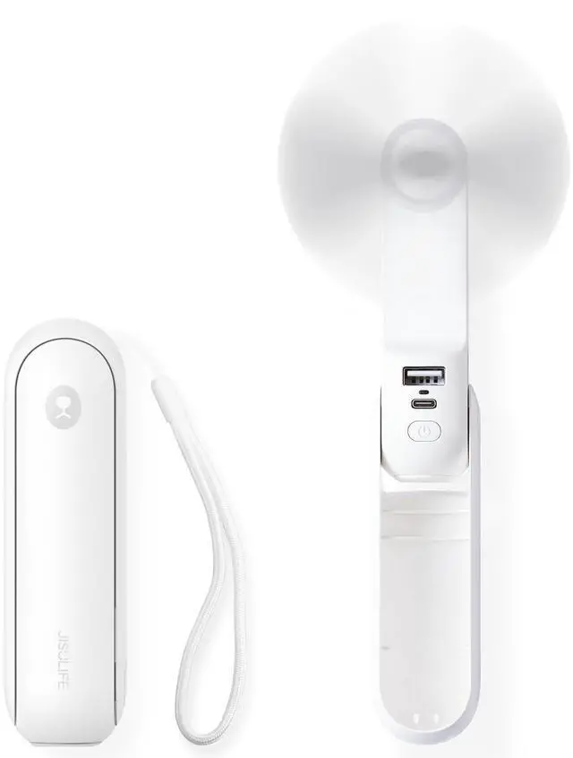 Main image of JISULIFE Portable Handheld Fan, Mini 3 In 1 with Rechargeable Battery, Personal Pocket Fan for Travel, Outdoor, USB Power Bank, Flashlight, Essential Ideal Gifts for Men/Women/Family/Friends - White