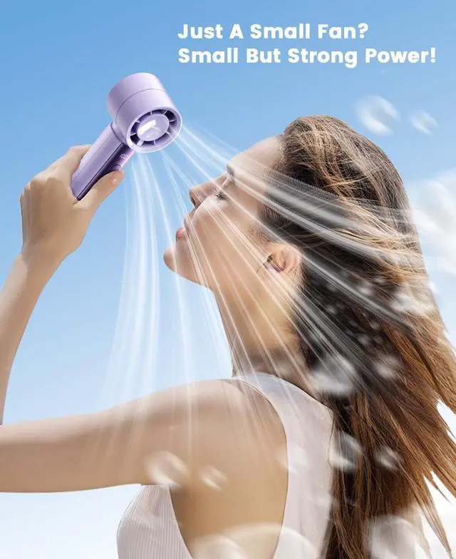 Alt view image 2 of 7 - coldSky Portable Handheld Turbo Fan, 4000mAh Rechargeable High Speed Personal Fan With 5 Speeds, Small Cooling Fans With Digital Display For Women Outdoor, Travel, Vacation