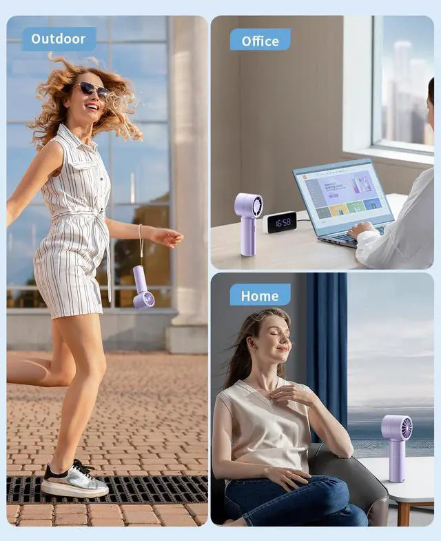 Alt view image 4 of 7 - coldSky Portable Handheld Turbo Fan, 4000mAh Rechargeable High Speed Personal Fan With 5 Speeds, Small Cooling Fans With Digital Display For Women Outdoor, Travel, Vacation