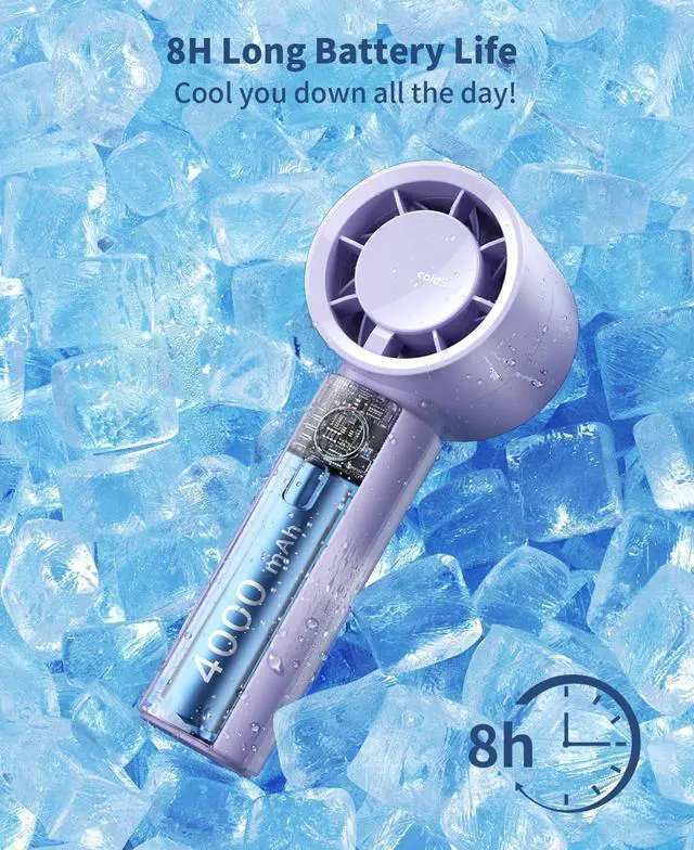 Alt view image 7 of 7 - coldSky Portable Handheld Turbo Fan, 4000mAh Rechargeable High Speed Personal Fan With 5 Speeds, Small Cooling Fans With Digital Display For Women Outdoor, Travel, Vacation