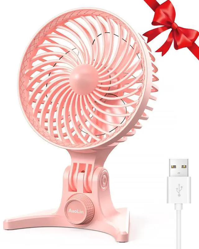 Main image of AaoLin USB Desk Fan, Small Fans with CVT Variable Speeds, Strong Cooling Airflow, Quiet Portable, Desktop Mini Personal Table Fan for Room, Home,Office, Bedroom, Pink