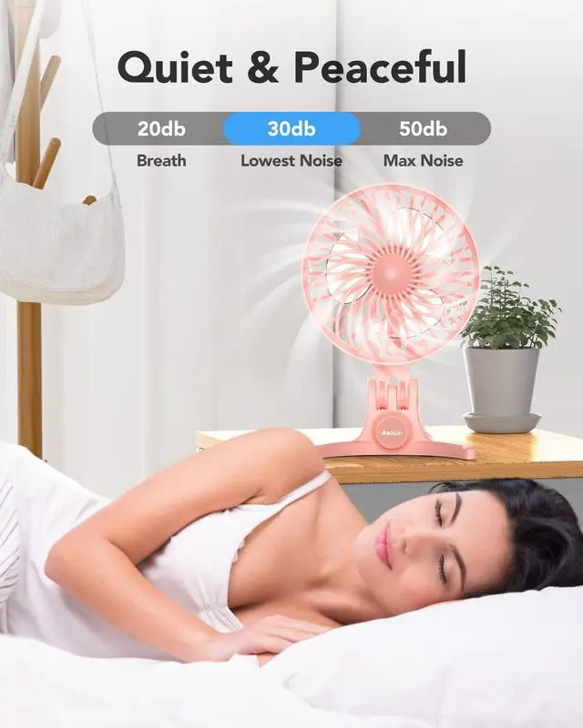 Alt view image 3 of 7 - AaoLin USB Desk Fan, Small Fans with CVT Variable Speeds, Strong Cooling Airflow, Quiet Portable, Desktop Mini Personal Table Fan for Room, Home,Office, Bedroom, Pink