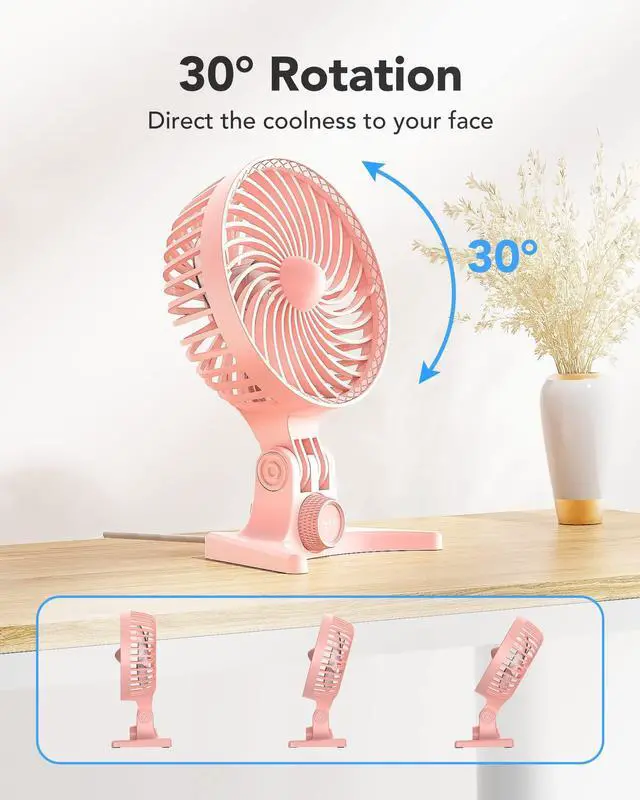 Alt view image 4 of 7 - AaoLin USB Desk Fan, Small Fans with CVT Variable Speeds, Strong Cooling Airflow, Quiet Portable, Desktop Mini Personal Table Fan for Room, Home,Office, Bedroom, Pink