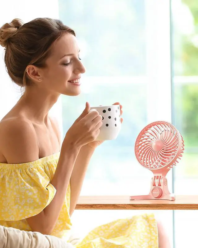 Alt view image 5 of 7 - AaoLin USB Desk Fan, Small Fans with CVT Variable Speeds, Strong Cooling Airflow, Quiet Portable, Desktop Mini Personal Table Fan for Room, Home,Office, Bedroom, Pink
