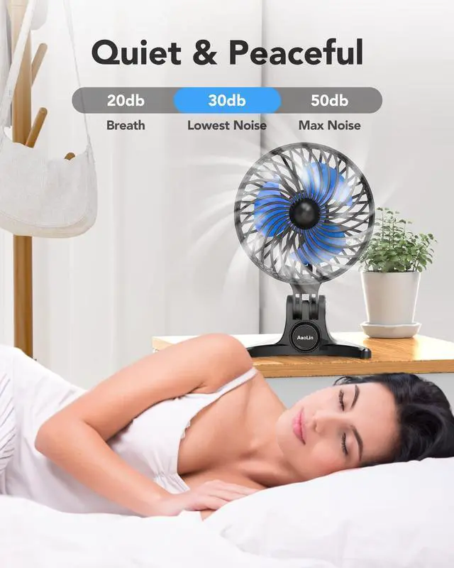 Alt view image 3 of 7 - AaoLin USB Desk Fan, Small Fans with CVT Variable Speeds, Strong Cooling Airflow, Quiet Portable, Desktop Mini Personal Table Fan for Room, Home, Office, Bedroom, Blue Black