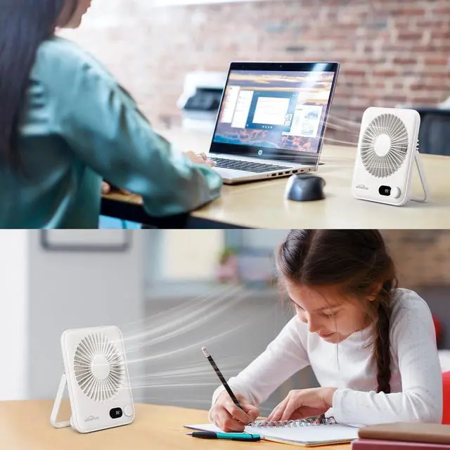 Alt view image 2 of 7 - WHATOOK Small Desk Fan Personal Fans: 2000mah 10 Hours Battery Office Quiet Mini Desktop Fan Portable Rechargeable Travel Essentials