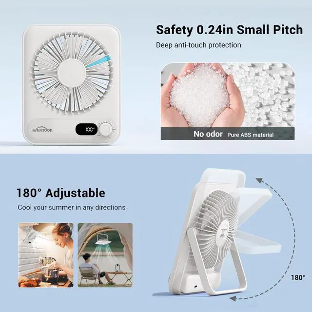 Alt view image 5 of 7 - WHATOOK Small Desk Fan Personal Fans: 2000mah 10 Hours Battery Office Quiet Mini Desktop Fan Portable Rechargeable Travel Essentials