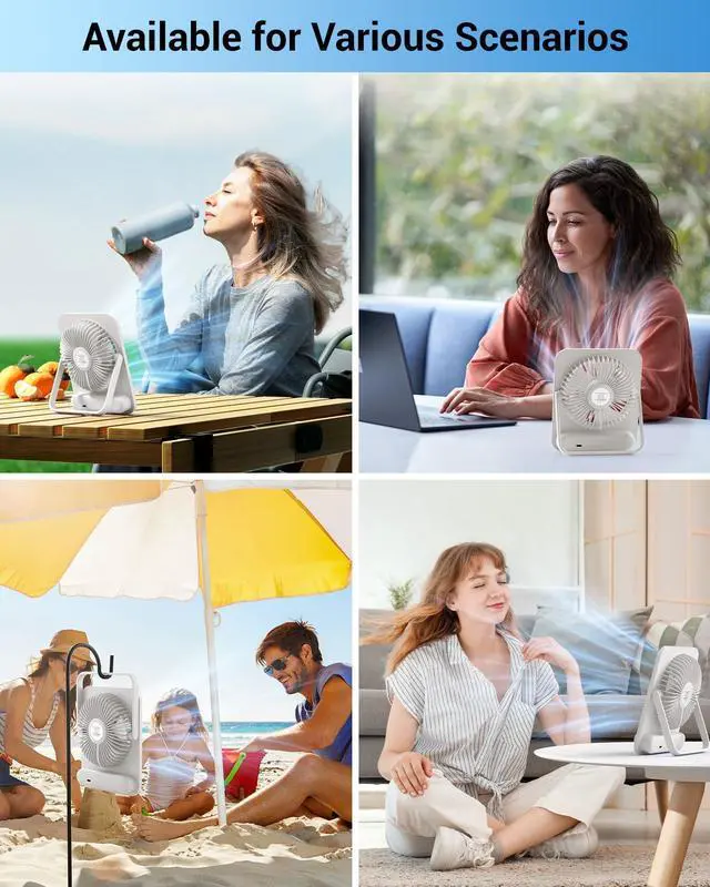Alt view image 7 of 7 - WHATOOK Small Desk Fan Personal Fans: 2000mah 10 Hours Battery Office Quiet Mini Desktop Fan Portable Rechargeable Travel Essentials