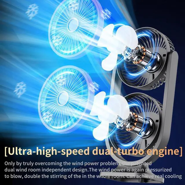 Alt view image 4 of 7 - Desk Fan, Rechargeable Portable Fan With 360 ° Rotate Head, LED Digital Power display&3-Speed Wind Adjustment Function, Ultra Quiet Small Fan For Home, Kitchen,Travel, Camping, Bedroom, Office(Double)