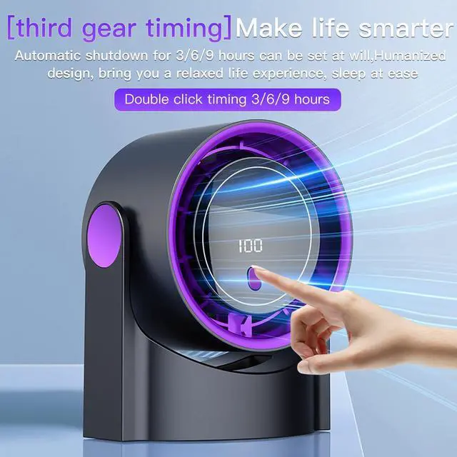 Alt view image 6 of 7 - Desk Fan, Rechargeable Portable Fan With 90 ° Rotate Head, LED Digital Power display&5-Speed Wind Adjustment Function, Ultra Quiet Small Fan For Home, Kitchen,Travel, Camping, Bedroom, Office(Base)