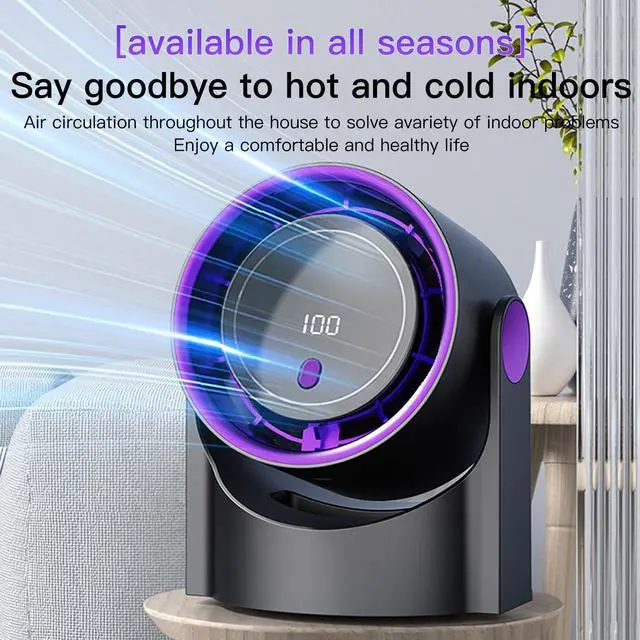 Alt view image 7 of 7 - Desk Fan, Rechargeable Portable Fan With 90 ° Rotate Head, LED Digital Power display&5-Speed Wind Adjustment Function, Ultra Quiet Small Fan For Home, Kitchen,Travel, Camping, Bedroom, Office(Base)