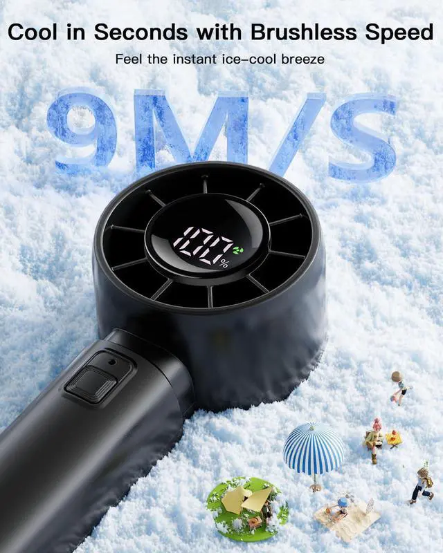 Alt view image 5 of 7 - coldSky Portable Handheld Turbo Fan,5 Speeds High Speed Personal Fan With Digital Display,4000mAh Rechargeable Small Fans Max 12Hrs Cooling Fans For Outdoor, Travel Essentials