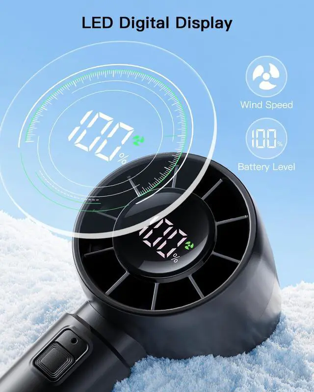 Alt view image 7 of 7 - coldSky Portable Handheld Turbo Fan,5 Speeds High Speed Personal Fan With Digital Display,4000mAh Rechargeable Small Fans Max 12Hrs Cooling Fans For Outdoor, Travel Essentials