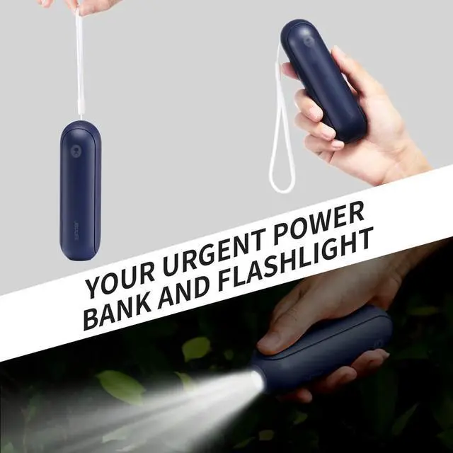 Alt view image 7 of 7 - JISULIFE Portable Handheld Fan, Mini 3 In 1 with Rechargeable Battery, Personal Pocket Fan for Travel, Outdoor, USB Power Bank, Flashlight, Essential Ideal Gifts for Men/Women/Family/Friends - Blue