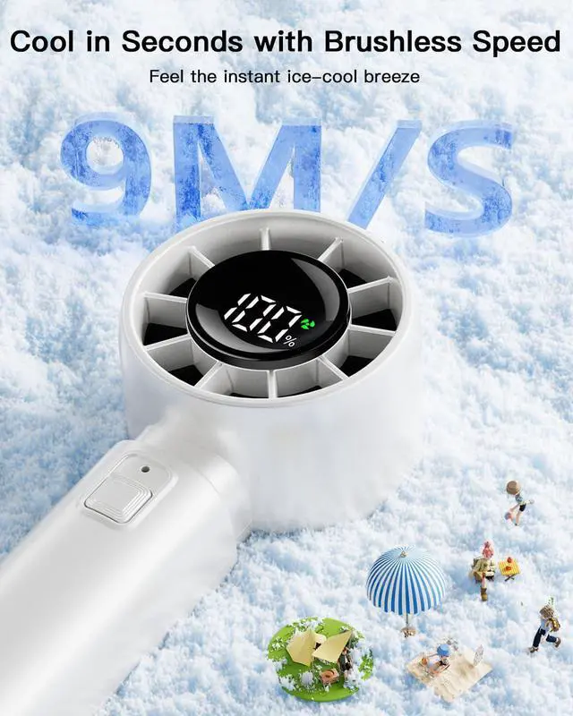 Alt view image 5 of 7 - coldSky Portable Handheld Turbo Fan,5 Speeds High Speed Personal Fan With Digital Display,4000mAh Rechargeable Small Fans Max 12Hrs Cooling Fans For Outdoor, Travel Essentials