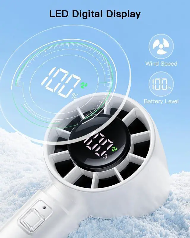 Alt view image 7 of 7 - coldSky Portable Handheld Turbo Fan,5 Speeds High Speed Personal Fan With Digital Display,4000mAh Rechargeable Small Fans Max 12Hrs Cooling Fans For Outdoor, Travel Essentials