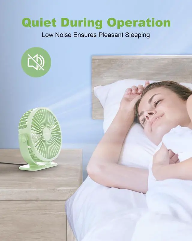 Alt view image 4 of 7 - TriPole USB Desk Fan Mini Portable Fan, 3 Speeds Strong Breeze Small Electric Fans, 360° Rotation Quiet Plug In Personal USB Fans for Desktop Bedroom Office Table Travel Cruise, Green, 4.5in