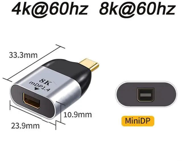 Alt view image 2 of 5 - Vszerda USB C to Mini DisplayPort Adapter 4K 60hz for Tablet Phone Laptop Mini DP Display Port to USB Type C Cable