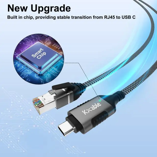 Alt view image 6 of 7 - Flat USB C to Ethernet Cable 6 FT, Snagless RJ45 to USB Type-C Cord, Directly Connected, Gigabit LAN Network, OFC, for MacBook Pro, iPad Pro, iPhone 15, Galaxy, Laptop, Super Thin, OD: 0.8in x 0.25in