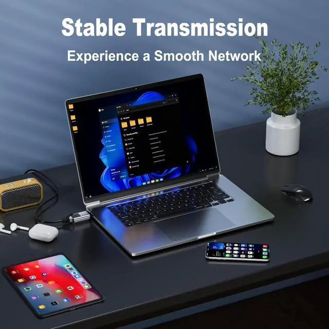 Alt view image 4 of 7 - USB C to Ethernet Adapter, Driver Free RJ45 to USB C [Thunderbolt 3/4 Compatible], 1Gbps Type-C Gigabit Ethernet LAN Network Adapter for MacBook Pro/Air, iPhone 15 Pro/Max, Dell XPS, Galaxy S8-S24