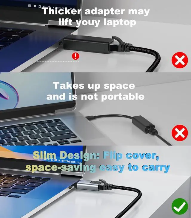 Alt view image 5 of 7 - USB C to Ethernet Adapter, Driver Free RJ45 to USB C [Thunderbolt 3/4 Compatible], 1Gbps Type-C Gigabit Ethernet LAN Network Adapter for MacBook Pro/Air, iPhone 15 Pro/Max, Dell XPS, Galaxy S8-S24