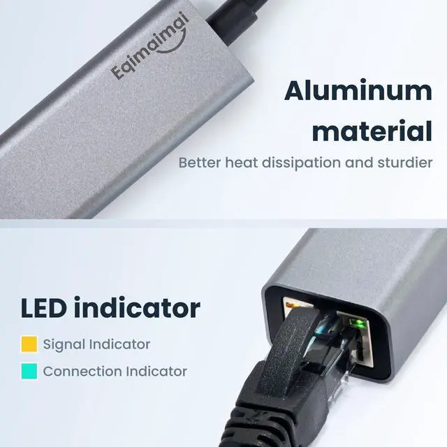 Alt view image 7 of 7 - USB C to ethernet Adapter,Ethernet to USB c,TypeC to RJ45 Ethernet Adapter 1Gbps Gigabit Ethernet Compatibility for Mac,MacBook Pro/Air,Dell XPS,Chromebook,Surface