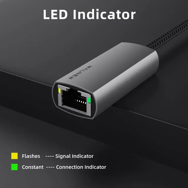 Alt view image 6 of 7 - USB-C to Ethernet Adapter, WALNEW USBC to RJ45 Lan Adapter, Gigabit Cat Network Cable Converter to Type C Thunderbolt 3 for Mac,MacBook Pro/Air,iPad 10th,Dell XPS,Chromebook,Surface,Samsung Galaxy Tab