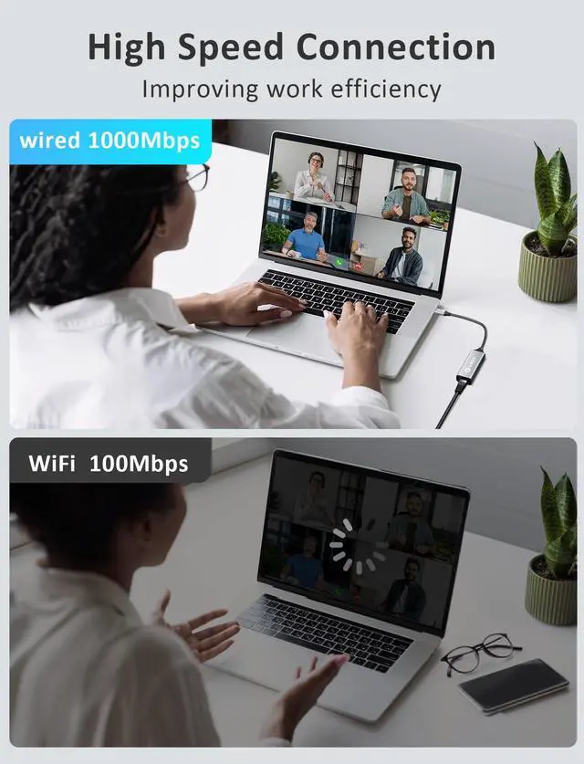 Alt view image 5 of 7 - VIOY USB C to Ethernet Adapter, 1Gbps RJ45 to USB C Network Adapter, Portable Type C to Ethernet Dongle Compatible for Thunderbolt 4/3, MacBook Pro/Air, iPhone 16/15 Pro/Max, iPad, XPS