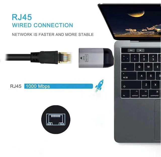 Alt view image 6 of 7 - Vszerda USB C to Ethernet Adapter USB Type C Gigabit Ethernet LAN Network Adapter for Laptop