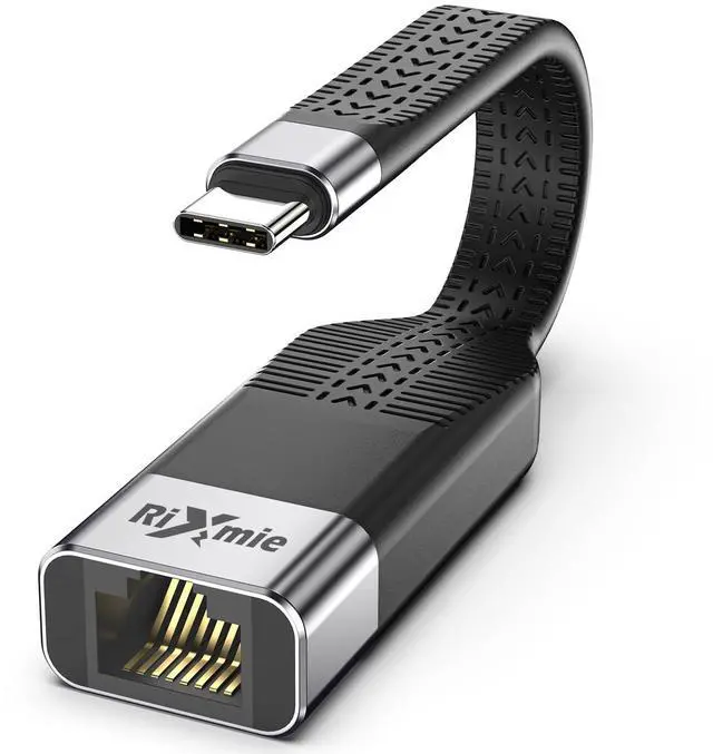 Main image of USB C to Ethernet Adapter, Rixmie RJ45 to USB C [Thunderbolt 3/4 Compatible], 1000Mbps Type-C Gigabit Ethernet LAN Network Adapter for MacBook Pro/Air, iPad Pro, Dell XPS, Surface Laptop, Mac