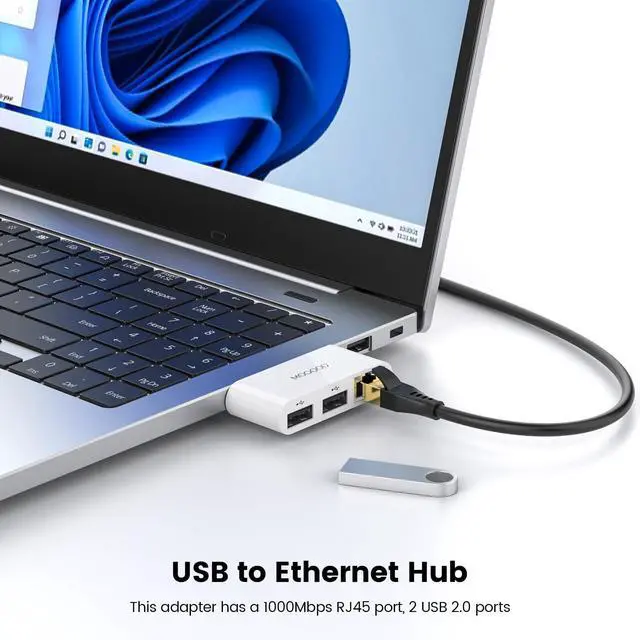 Alt view image 2 of 6 - MOGOOD USB 3.0 to Ethernet Adapter, Gigabit Ethernet Network Adapter with RJ45 LAN Port, Compatible with iMac, PC, Chromebook Laptop