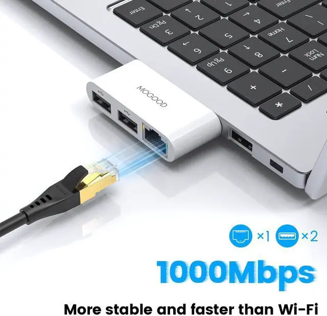 Alt view image 4 of 6 - MOGOOD USB 3.0 to Ethernet Adapter, Gigabit Ethernet Network Adapter with RJ45 LAN Port, Compatible with iMac, PC, Chromebook Laptop