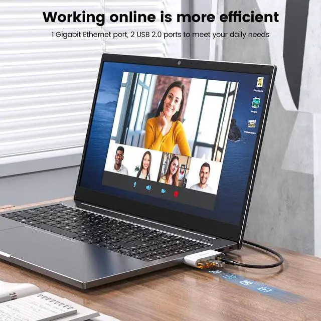 Alt view image 6 of 6 - MOGOOD USB 3.0 to Ethernet Adapter, Gigabit Ethernet Network Adapter with RJ45 LAN Port, Compatible with iMac, PC, Chromebook Laptop